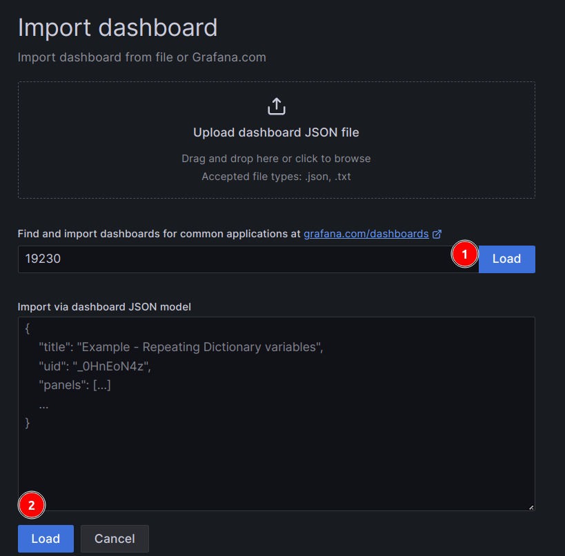 importando panel node exporter