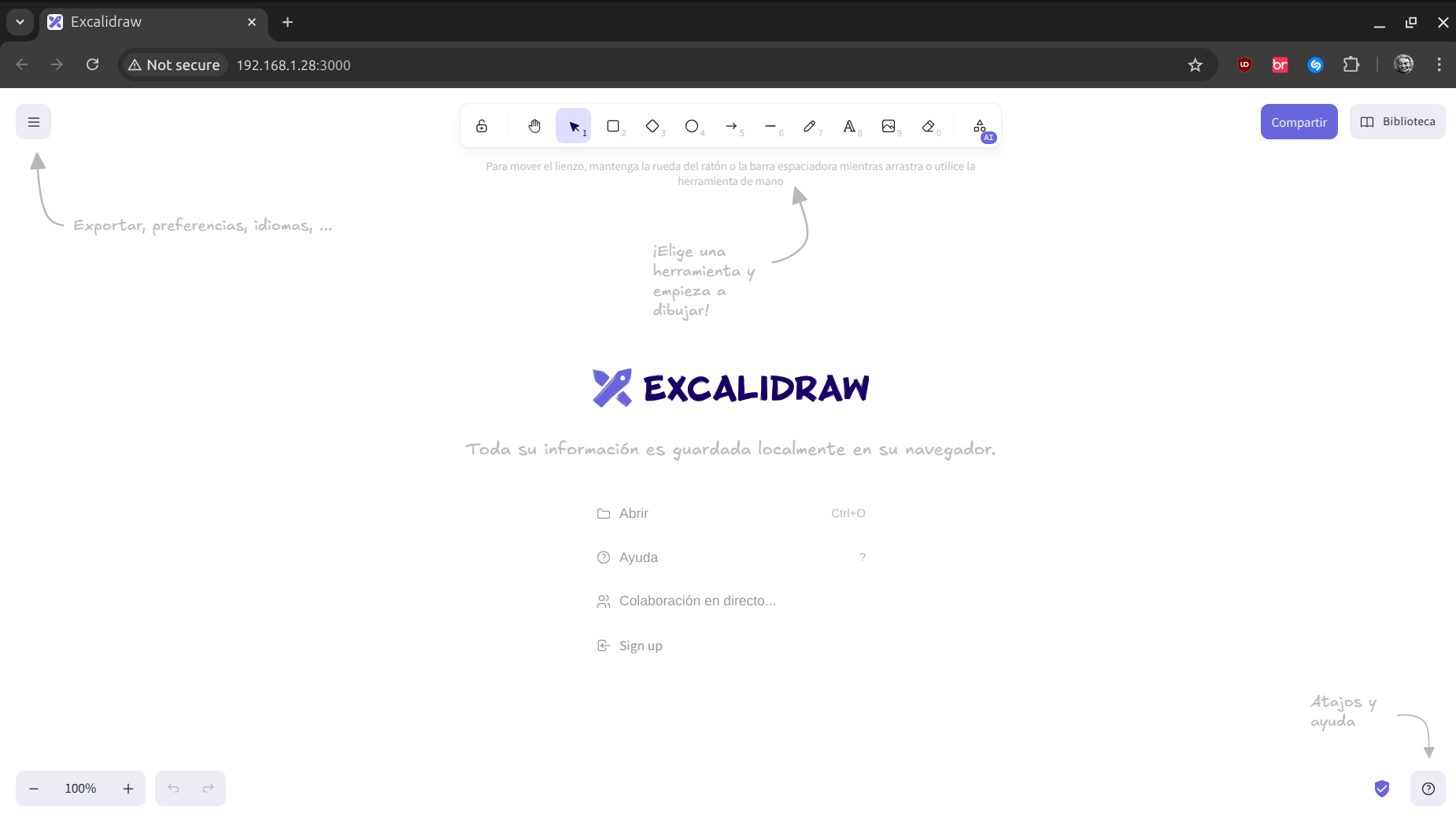 excalidraw local mode